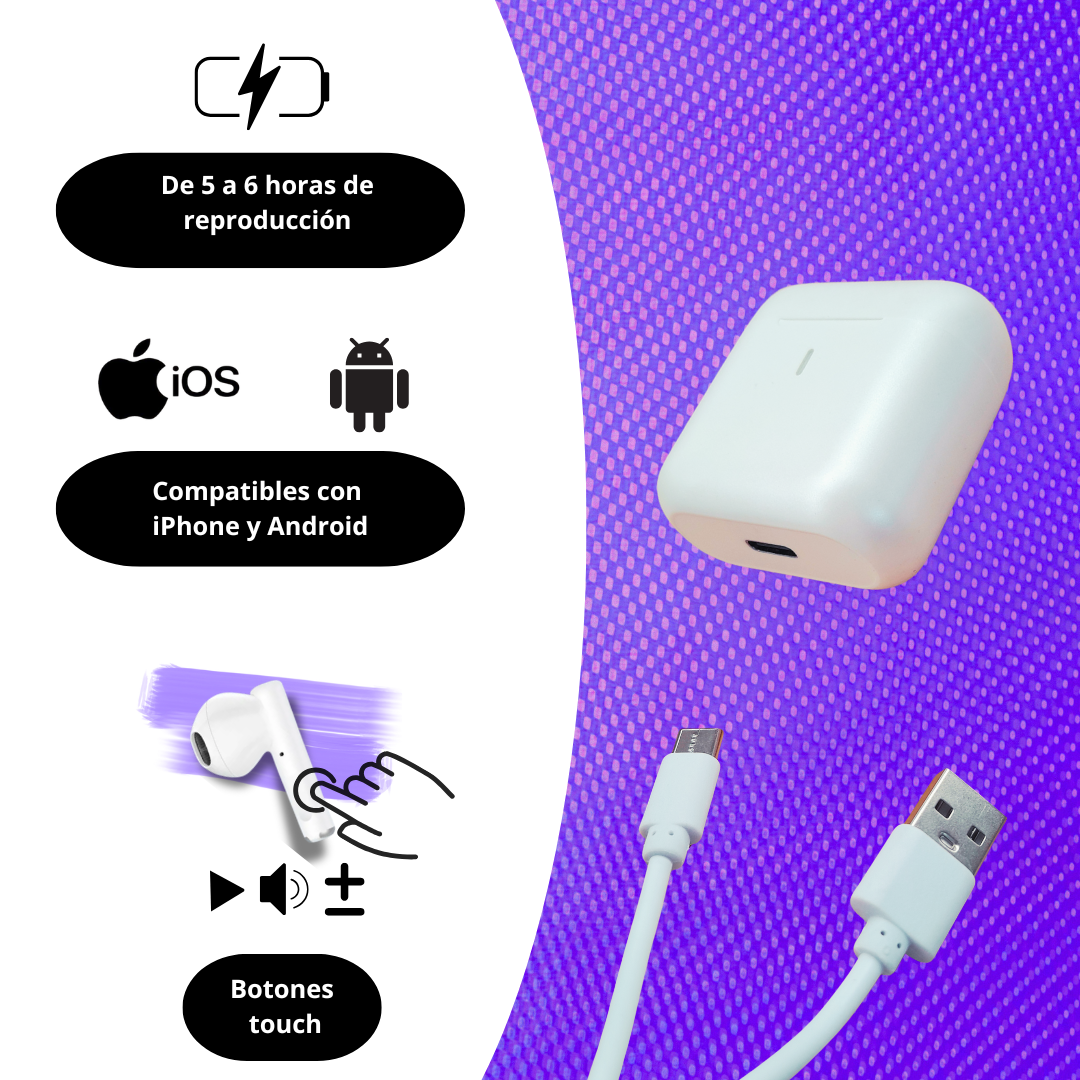 Audífonos Bluetooth Pro 8 compatibles con iPhone y Android - Imagen 3