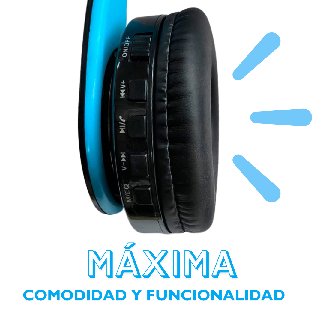 Auriculares inalámbricos acojinados color azul y negro - Imagen 2